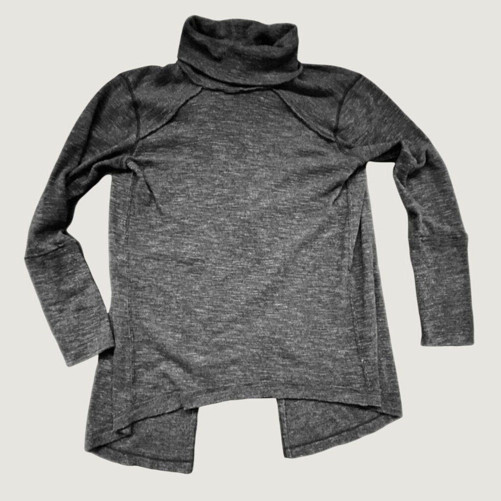 We The Free Free People Split Back Turtleneck Top Charcoal Gray XS